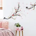 Autocollants muraux de style chinois branche d'arbre oiseau papillon décoration de fond de