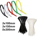 Câble en nylon autobloquant en plastique noir et blanc 100mm 100mm 150mm boucle en fibre