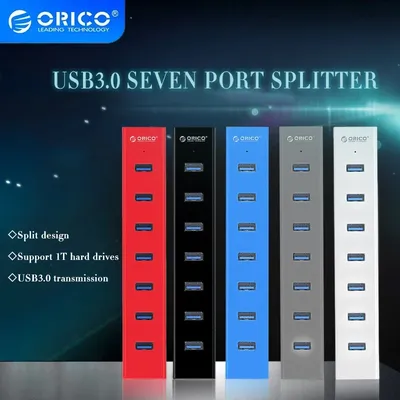 ORICO-airies USB 3.0 portable avec distributeur d'alimentation transmission haute vitesse 7 ports