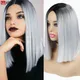 Wignee-Perruque synthétique lisse courte pour femmes blanches perruque de cosplay violet gris