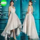 Robe de mariée sexy à col en V robe courte devant et dos long robe de soirée Boho 2021