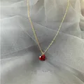 Collier Ras du Cou avec Pendentif Coeur Rouge en Clip pour Femme Breloques de Cou en Or Argent