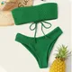 Para praira – Bikini brésilien Bandeau ensemble deux pièces vert échancré Micro costume de bain