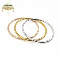 Bracelet Rond en Acier Inoxydable pour Femme Bijoux Couleur Argent Or Rose Simple Taille 65mm