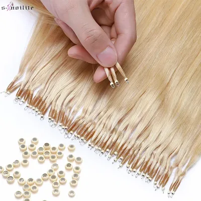 Extension de cheveux naturels lisses blonds naturels – s-noilte 1g/brin Nano anneaux Micro