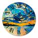 Designart 'Cloudy Wide Open Sunset Over Ocean Horizon' Nautical & Coastal wall clock