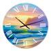 Designart 'Morning Sunlight On The Sea Waves IV' Nautical & Coastal wall clock