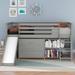 Contemporary Style Low Loft Bed with Attached Bookcases and Separate 3-tier Drawers,Convertible Ladder and Slide,Twin