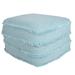 18" Blue Solid Texture and Striped Square Pouf Ottoman