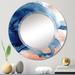 Designart 'Blue And Gold Marble Clouds IV' Printed Modern Wall Mirror