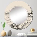 Designart 'Vintage Sea View And Palm Trees On Shore' Nautical & Coastal Printed Wall Mirror