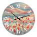 Designart 'Poppy Field in Gentle Evening Glow Valley' Farmhouse wall clock