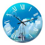Designart 'The Sailboat On The Blue Sea Against Summer Sky' Nautical & Coastal wall clock