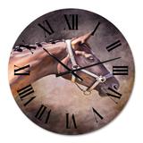 Designart 'Portrait Of Brown Horse' Farmhouse wall clock