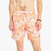 Nautica Men's Sustainably Crafted 8" Hibiscus Striped Swim Orange, L