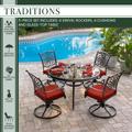 Traditions 5-Piece Dining Set in Red with a 47 in. Glass-top Table - Hanover TRADDN5PCSWG-RED