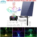 AISITIN-Pompe de fontaine à eau solaire avec lumières LED 10W 62 avec 7 buses de pulvérisation