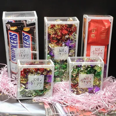 Boîte rectangulaire en plastique PVC boîte d'emballage cadeau de chocolat Transparent boîte-cadeau