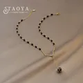 Collier pendentif boule de cristal noir mystérieux pour femmes bijoux sexy collier de fête