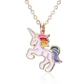 Collier cheval en émail pour filles et enfants bijoux cheval de dessin animé pendentif Animal pour