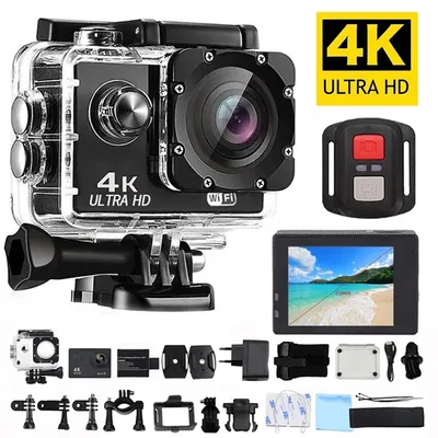 Mini Caméra d'Action Ultra HD 4K Wifi Écran 2.0 30FPS 170D Étanche Casque Télécommande