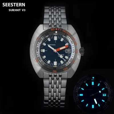 Seestrn – montres de plongée pour hommes étanche lumineux Date NH35 mouvement automatique