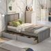 Rasoo Decent Stylish Twin Platform Storage Bed with Panel Headboard and 2 Removable Modular Wheeled Drawers for Each Side