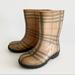 Burberry Shoes | Burberry Kids Rain Boots Designerplaid Nova Check Made In France Sz 11 Us -29eu | Color: Cream/Tan | Size: 11g