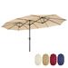 15x9ft Large Double-Sided Rectangular Outdoor Twin Patio Market Umbrella with Crank- taupe