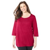 Plus Size Women's Active Slub Scoopneck Tee by Catherines in Red (Size 1XWP)