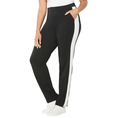 Plus Size Women's Glam French Terry Active Pant by Catherines in Black And White (Size 6X)