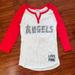 Pink Victoria's Secret Tops | Angels Baseball T-Shirt With Clear Sequins “3 Strikes You’re Out” Size S | Color: Red/White | Size: S