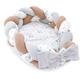 Babynest Newborn Baby nest 75 x 45 cm - Snuggle nest with Braid Pillow Collapsible Set Two-Sided Baby Bed Velvet 4. Owls