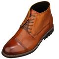 CALTO Men's Invisible Height Increasing Elevator Shoes - Brown Leather Lace-up Cap-toe Boots with Inner Faux Fur - 3.2 Inches Taller - Y41085 - Size 9 UK