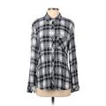 Gap Long Sleeve Button Down Shirt: Blue Plaid Tops - Women's Size Medium