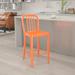 Wade Logan® Carouthers Metal Indoor-Outdoor Stool w/ Vertical Slat Back Metal in Orange | 36.25 H x 15.75 W x 19 D in | Wayfair