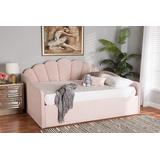 Baxton Studio Timila Modern and Contemporary Light Pink Velvet Fabric Upholstered Queen Size Daybed - Wholesale Interiors BBT61078-Light Pink Velvet-Daybed-Queen
