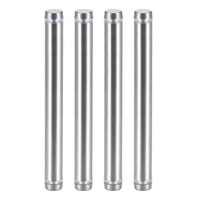 Glass Standoff Double Head Stainless Steel Standoff Holder 12mm x 124mm 4 Pcs - Silver Tone