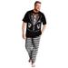 Men's Big & Tall Lightweight Cotton Novelty PJ Set by KingSize in Skull Tuxedo (Size 5XL) Pajamas