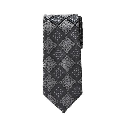 Men's Big & Tall KS Signature Extra Long Classic Fancy Tie by KS Signature in Slate Grey Medallion Necktie