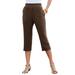 Plus Size Women's Soft Knit Capri Pant by Roaman's in Chocolate (Size 2X)