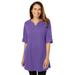 Plus Size Women's Perfect Roll-Tab-Sleeve Notch-Neck Tunic by Woman Within in Petal Purple (Size 5X)