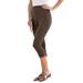 Plus Size Women's Essential Stretch Capri Legging by Roaman's in Chocolate (Size 14/16)