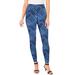 Plus Size Women's Ankle-Length Essential Stretch Legging by Roaman's in Blue Patchwork (Size 5X) Activewear Workout Yoga Pants