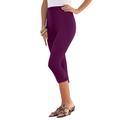 Plus Size Women's Essential Stretch Capri Legging by Roaman's in Dark Berry (Size 22/24) Activewear Workout Yoga Pants