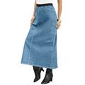 Plus Size Women's Invisible Stretch® All Day Cargo Skirt by Denim 24/7 in Light Stonewash (Size 18 W)