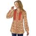 Plus Size Women's Button-Front Mixed Print Tunic by Woman Within in New Khaki Rose Garden (Size L)