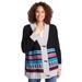 Plus Size Women's Aztec Print Cardigan by Woman Within in Black Jacquard (Size S)