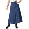 Plus Size Women's Invisible Stretch® Contour A-line Maxi Skirt by Denim 24/7 in Medium Wash (Size 12 T)