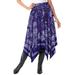 Plus Size Women's Handkerchief Hem Skirt by Roaman's in Violet Floral Scarf (Size 16 WP)